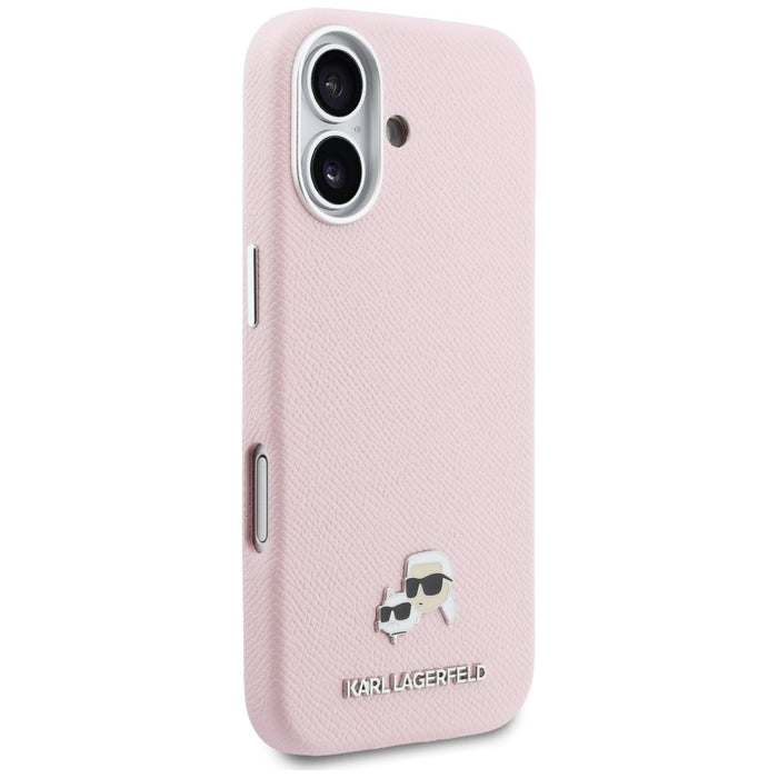 Karl Lagerfeld Karl &amp; Choupette Head Pins Saffiano MagSafe Case for iPhone 17 - Pink