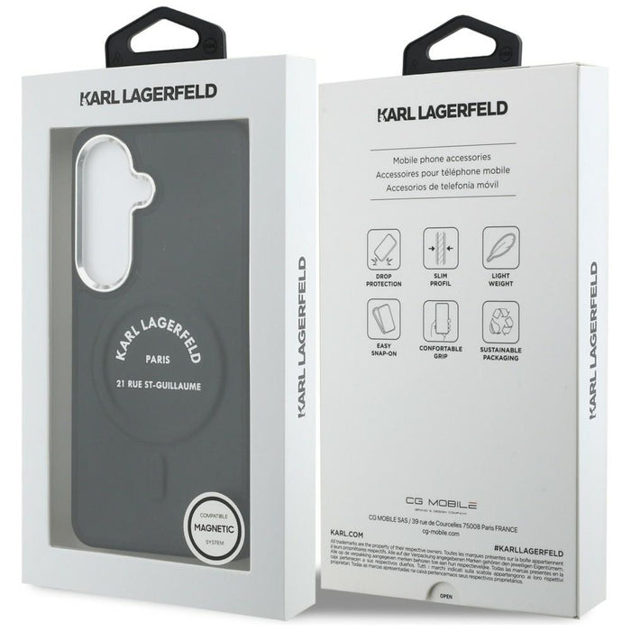 Karl Lagerfeld Embossed Ring RSG Logo MagSafe Case for Samsung Galaxy S26 - Black