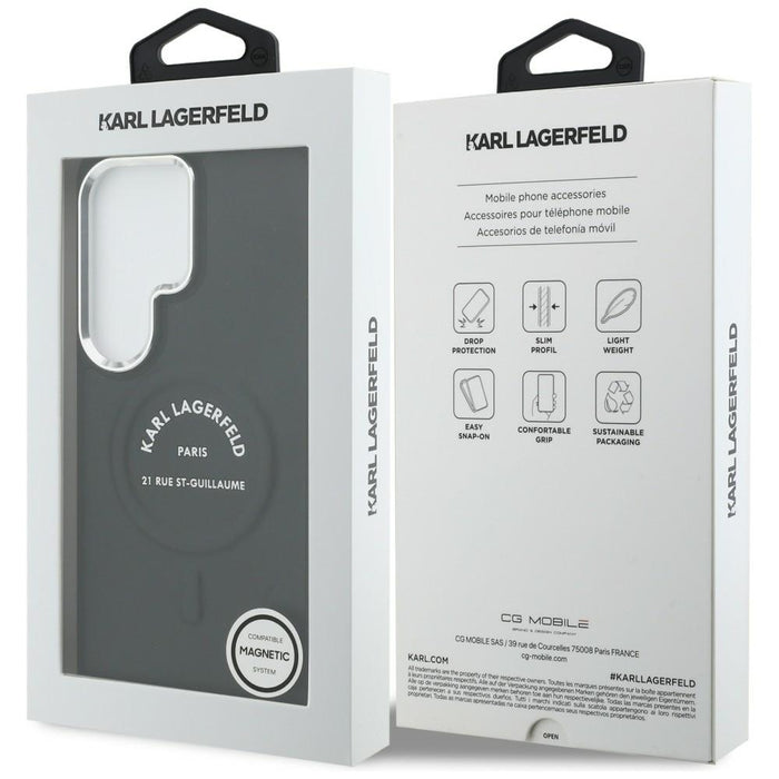 Karl Lagerfeld Embossed Ring RSG Logo MagSafe Case for Samsung Galaxy S26 Ultra - Black