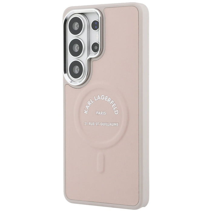 Karl Lagerfeld Embossed Ring RSG Logo MagSafe Case for Samsung Galaxy S26 Ultra - Pink