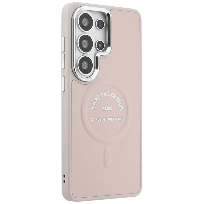 Karl Lagerfeld Embossed Ring RSG Logo MagSafe Case for Samsung Galaxy S26 Ultra - Pink