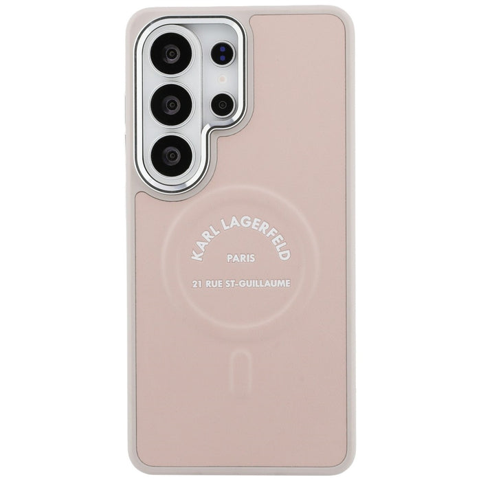 Karl Lagerfeld Embossed Ring RSG Logo MagSafe Case for Samsung Galaxy S26 Ultra - Pink