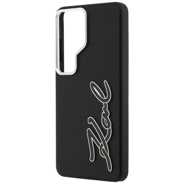 Karl Lagerfeld Grained Signature Metal Resin Logo Case for Samsung Galaxy S26 Ultra - Black