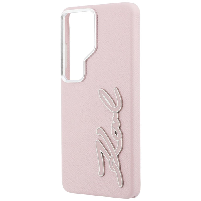 Karl Lagerfeld Grained Signature Metal Resin Logo Case for Samsung Galaxy S26 Ultra - Pink