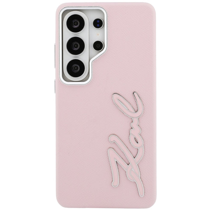 Karl Lagerfeld Grained Signature Metal Resin Logo Case for Samsung Galaxy S26 Ultra - Pink