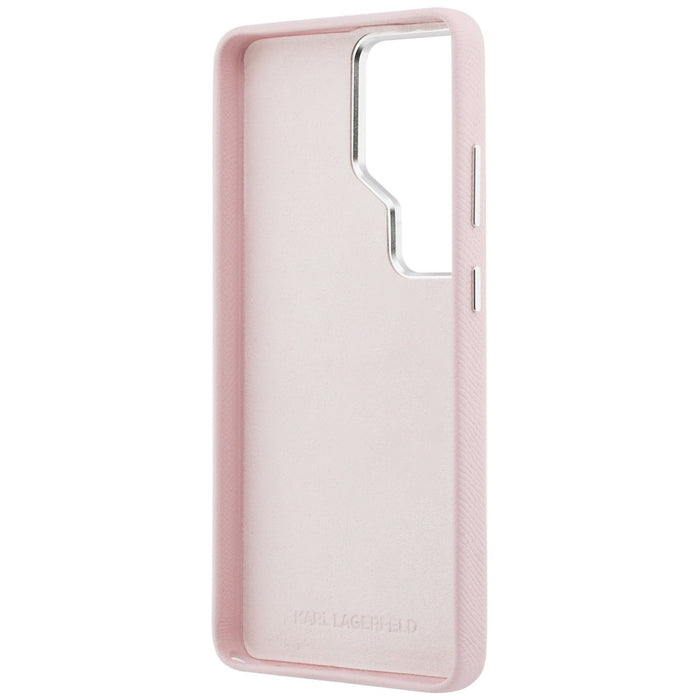 Karl Lagerfeld Grained Signature Metal Resin Logo Case for Samsung Galaxy S26 Ultra - Pink