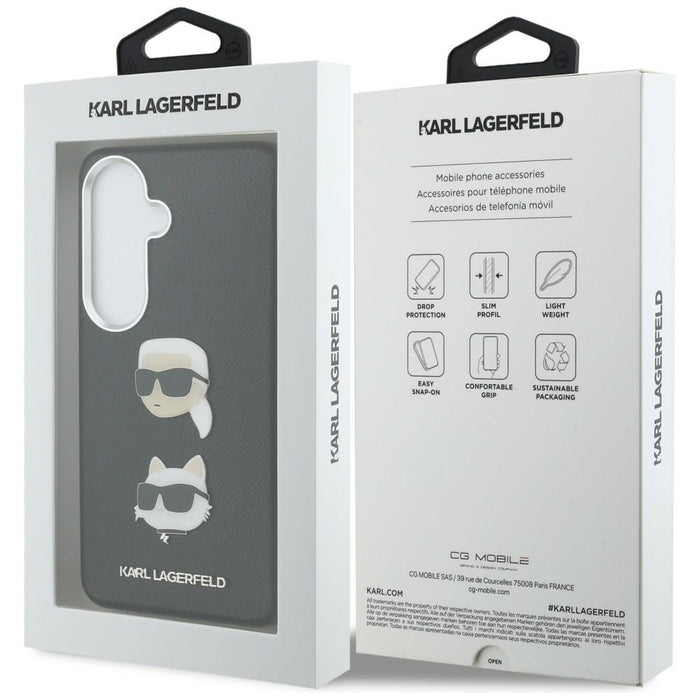 Karl Lagerfeld Saffiano Double Heads Metal Case for Samsung Galaxy S26 - Black