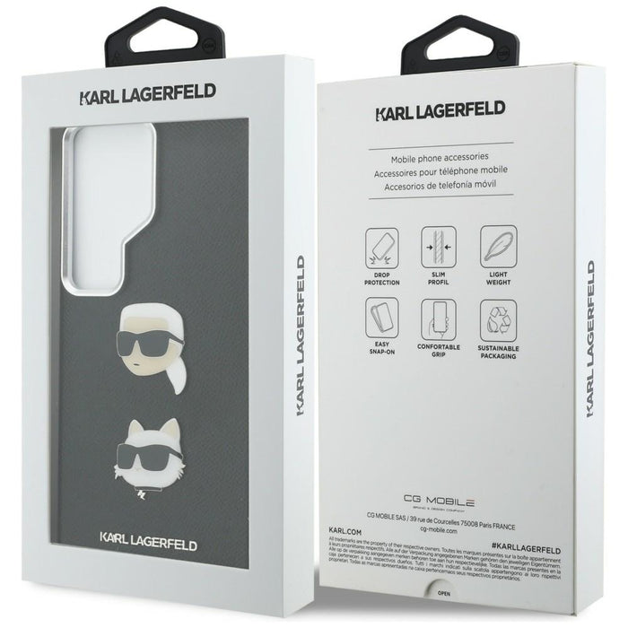 Karl Lagerfeld Saffiano Double Heads Metal Case for Samsung Galaxy S26 Ultra - Black