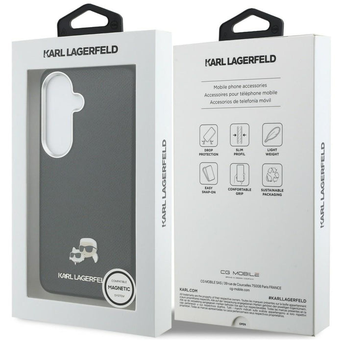 Karl Lagerfeld Saffiano KC Metal Logo MagSafe Case for Samsung Galaxy S26 Black