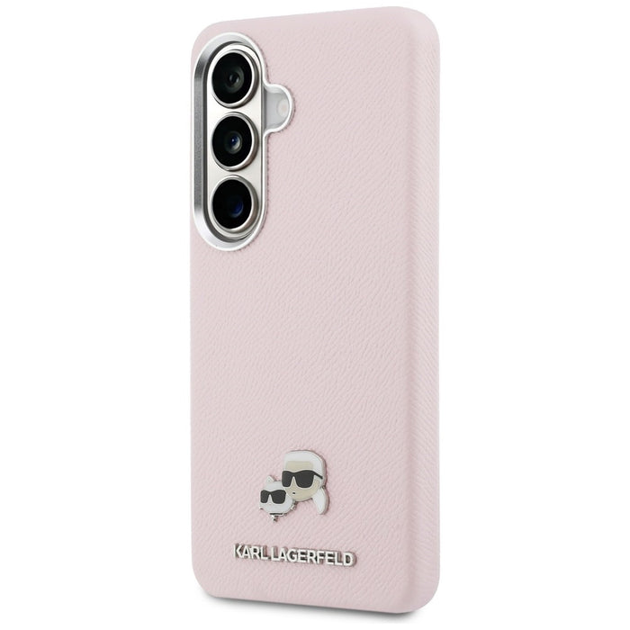Karl Lagerfeld Saffiano KC Metal Logo MagSafe Case for Samsung Galaxy S26 - Pink