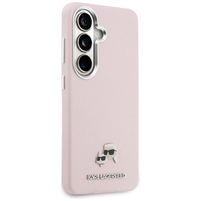 Karl Lagerfeld Saffiano KC Metal Logo MagSafe Case for Samsung Galaxy S26 - Pink