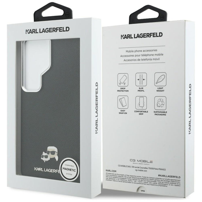 Karl Lagerfeld Saffiano KC Metal Logo MagSafe Case for Samsung Galaxy S26 Ultra - Black