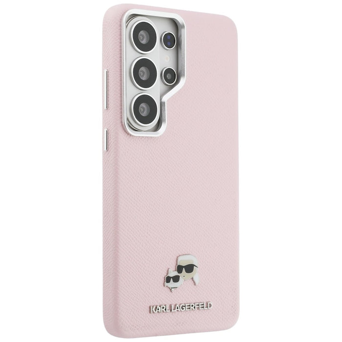 Karl Lagerfeld Saffiano KC Metal Logo MagSafe Case for Samsung Galaxy S26 Ultra - Pink