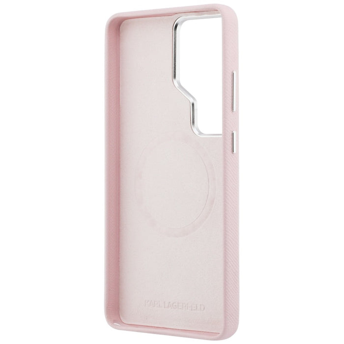 Karl Lagerfeld Saffiano KC Metal Logo MagSafe Case for Samsung Galaxy S26 Ultra - Pink
