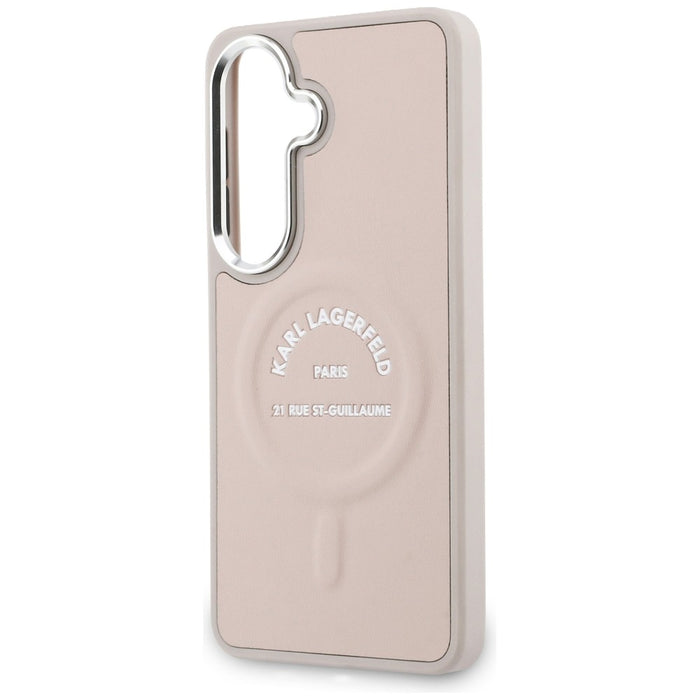 Karl Lagerfeld Embossed Ring RSG Logo MagSafe Case for Samsung Galaxy S26 - Pink