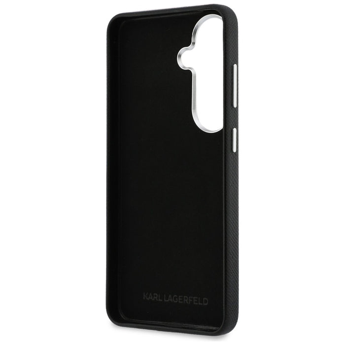 Karl Lagerfeld Grained Signature Metal Resin Logo Case for Samsung Galaxy S26 - Black