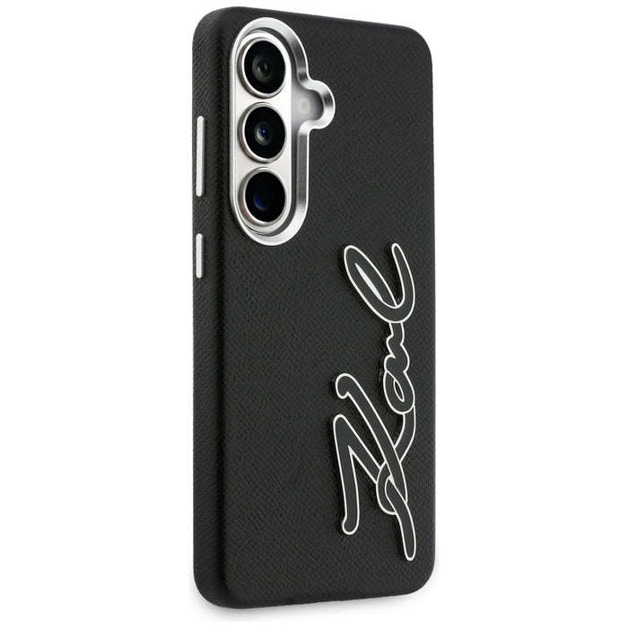 Karl Lagerfeld Grained Signature Metal Resin Logo Case for Samsung Galaxy S26 - Black