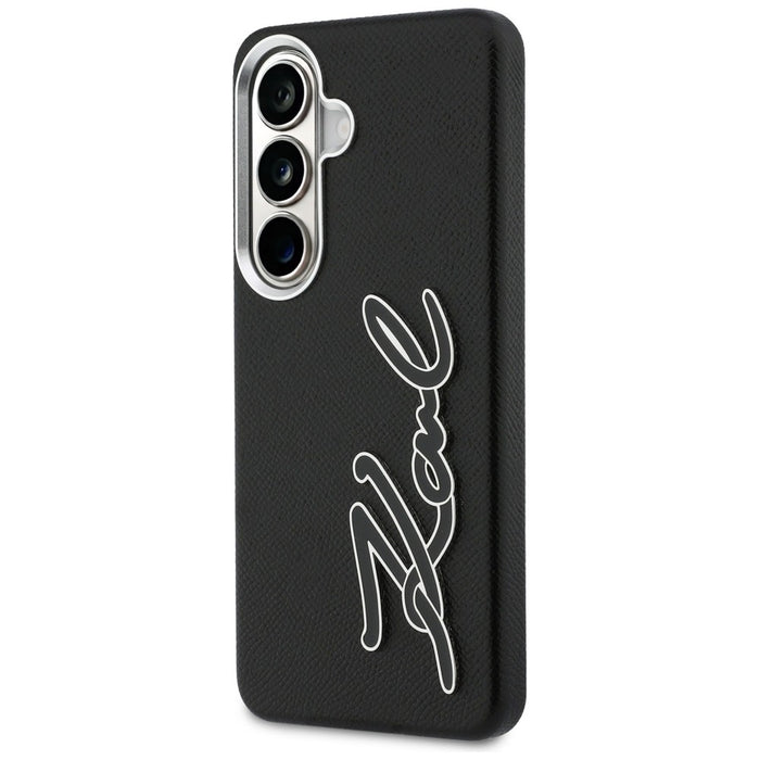Karl Lagerfeld Grained Signature Metal Resin Logo Case for Samsung Galaxy S26 - Black