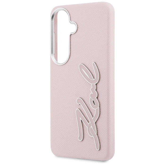 Karl Lagerfeld Grained Signature Metal Resin Logo Case for Samsung Galaxy S26 - Pink