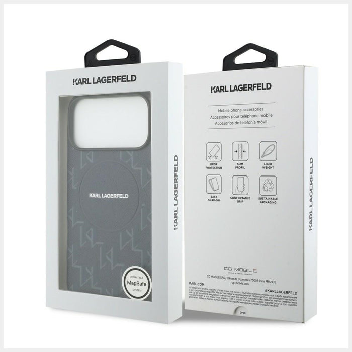 Karl Lagerfeld Monogram Logo MagSafe Case for iPhone 17 Pro Max - Blue