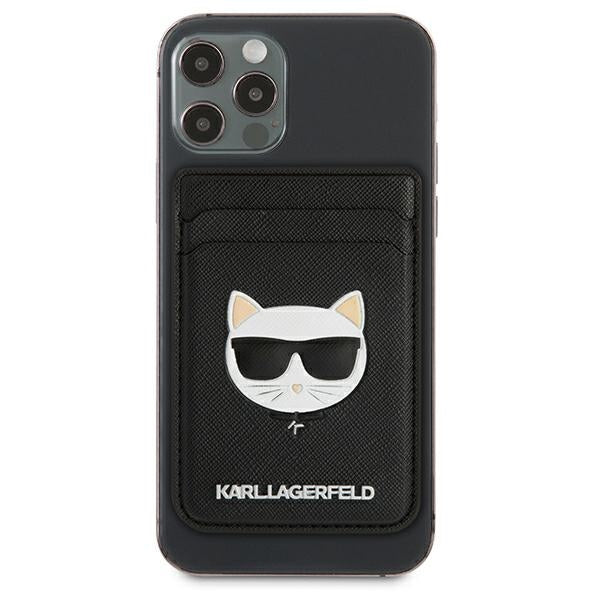 Karl Lagerfeld Wallet CardSlot Saffiano Choupette Head MagSafe Magnetic Wallet for Phone - Black