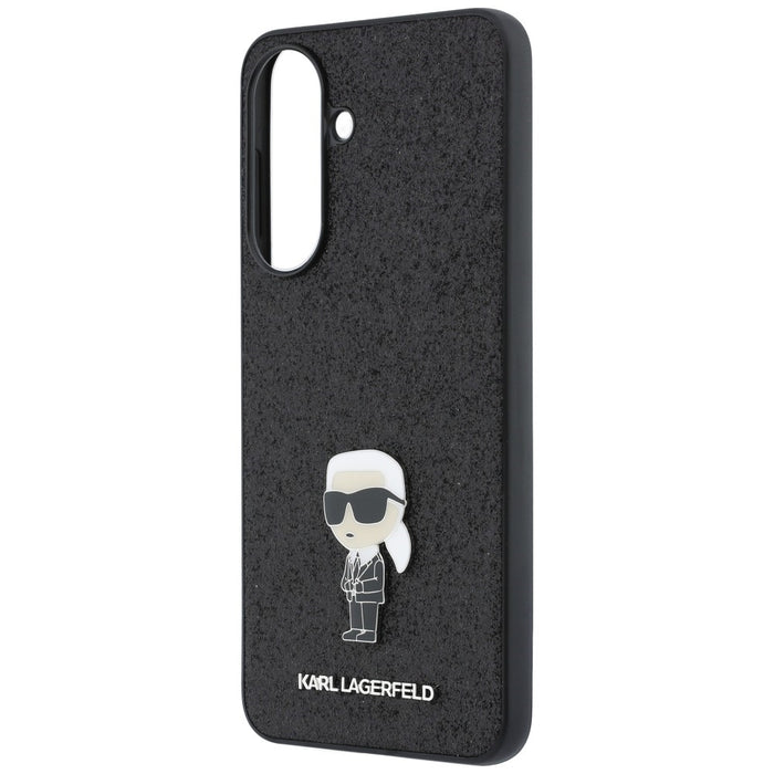 Karl Lagerfeld Fixed Glitter Ikonik Logo Metal Pin Case for Samsung Galaxy A37 5G - Black