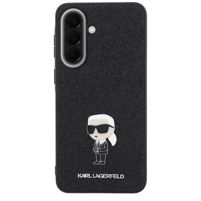 Karl Lagerfeld Fixed Glitter Ikonik Logo Metal Pin Case for Samsung Galaxy A57 5G - Black