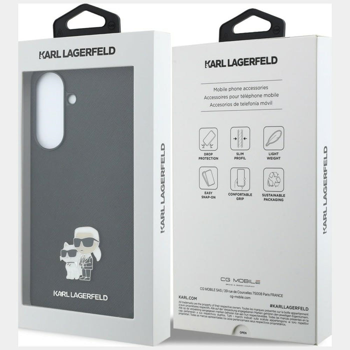 Karl Lagerfeld Saffiano Case with K&C Metal Logo for Samsung Galaxy A57 5G - Black