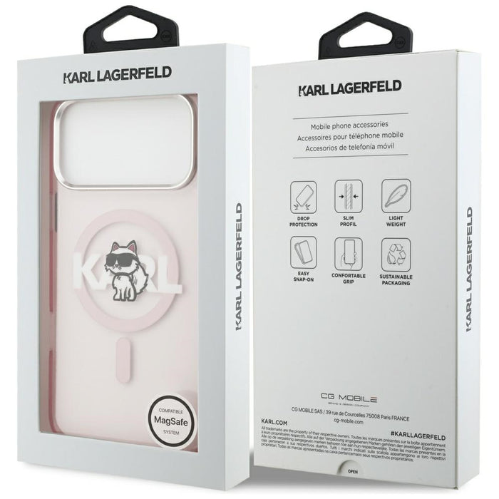 Karl Lagerfeld IML Choupette Sketch Logo MagSafe Case for iPhone 17 Pro Max - Pink