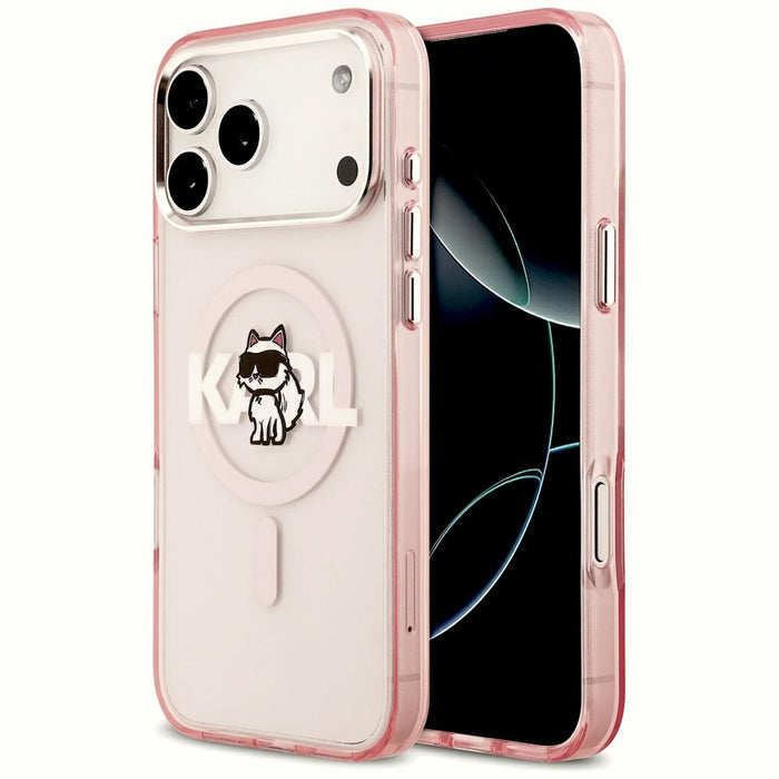 Karl Lagerfeld IML Choupette Sketch Logo MagSafe Case for iPhone 17 Pro Max - Pink