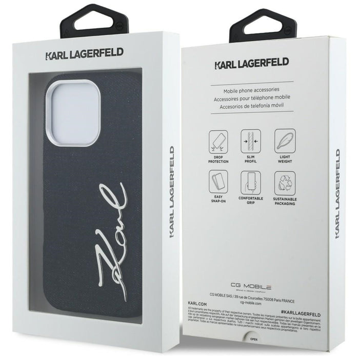 Karl Lagerfeld FW Jeans Signature Logo iPhone 16 Pro Case - Black