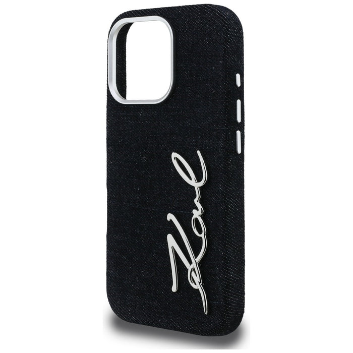 Karl Lagerfeld FW Jeans Signature Logo iPhone 16 Pro Max Case - Black