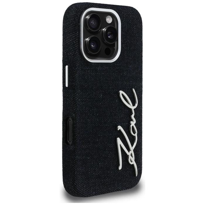Karl Lagerfeld FW Jeans Signature Logo iPhone 16 Pro Max Case - Black