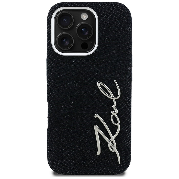 Karl Lagerfeld FW Jeans Signature Logo iPhone 16 Pro Max Case - Black