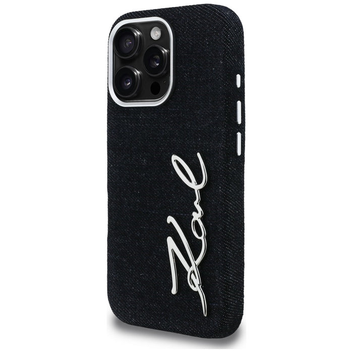 Karl Lagerfeld FW Jeans Signature Logo iPhone 16 Pro Max Case - Black