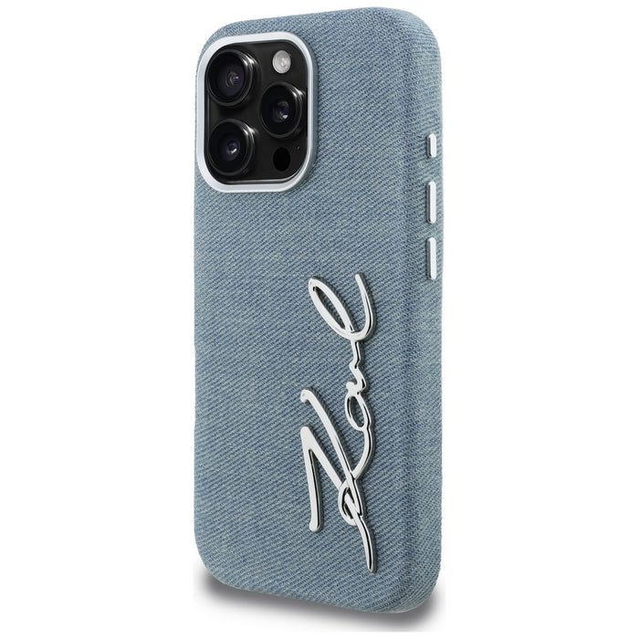 Karl Lagerfeld FW Jeans Signature Logo iPhone 16 Pro Max Case - Blue