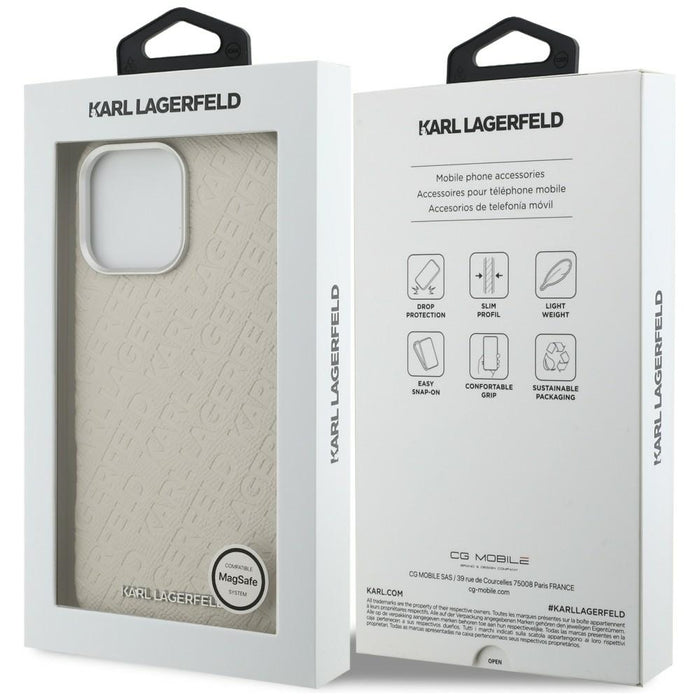 Karl Lagerfeld FW Stamped Karl MagSafe Case for iPhone 16 Pro - Beige