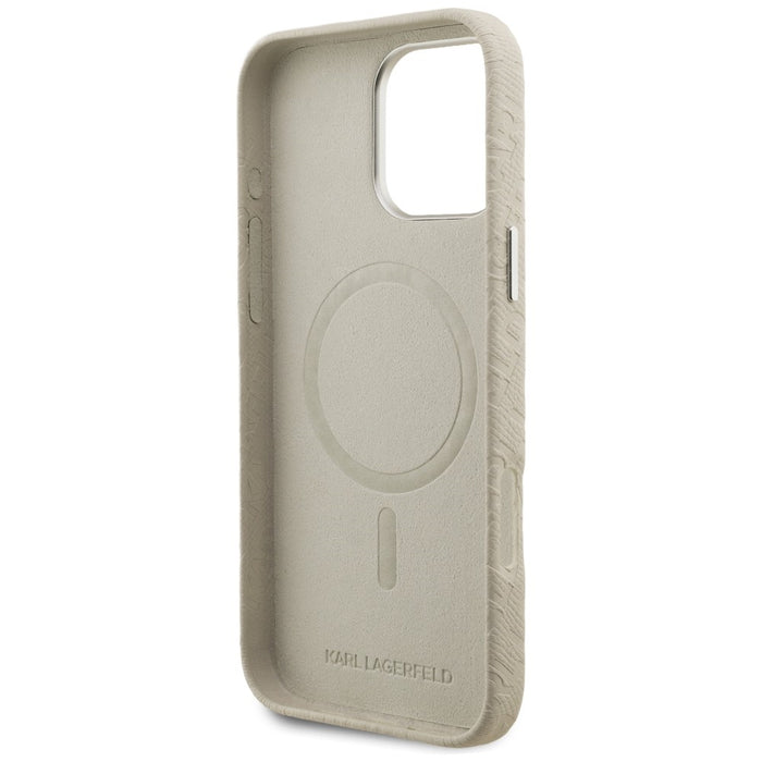 Karl Lagerfeld FW Stamped Karl MagSafe Case for iPhone 16 Pro - Beige