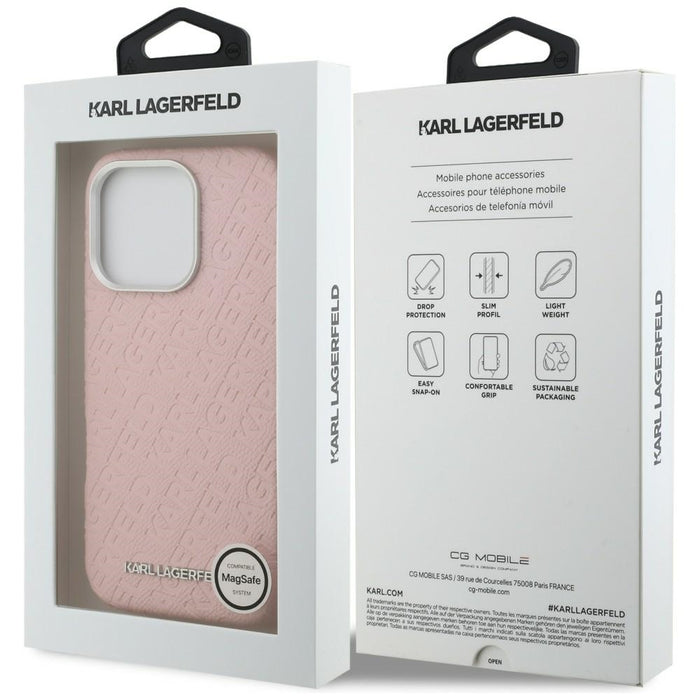 Karl Lagerfeld FW Stamped Karl MagSafe Case for iPhone 16 Pro Max - Pink