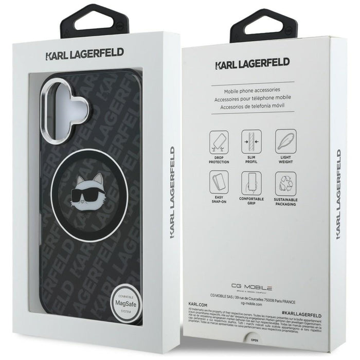 Karl Lagerfeld IML Choupette Head Logo MagSafe Case for iPhone 16 - Black