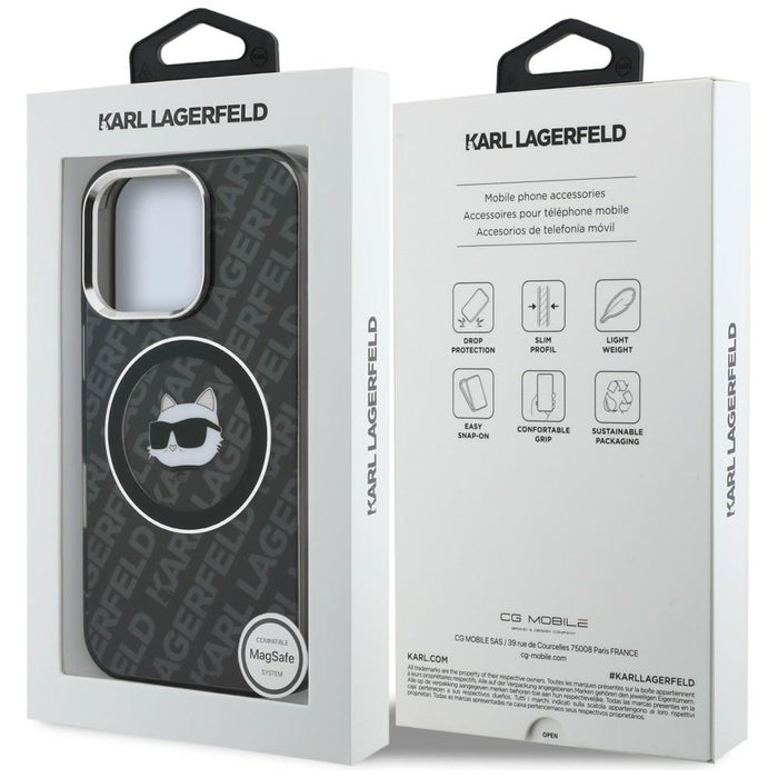 Karl Lagerfeld IML Choupette Head Logo MagSafe Case for iPhone 16 Pro - Black