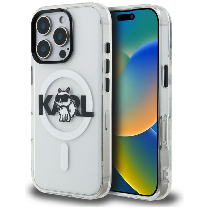 Karl Lagerfeld IML Choupette Sketch Logo MagSafe Case for iPhone 16 Pro Max - Clear