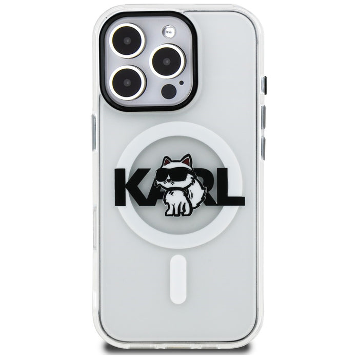 Karl Lagerfeld IML Choupette Sketch Logo MagSafe Case for iPhone 16 Pro - Clear