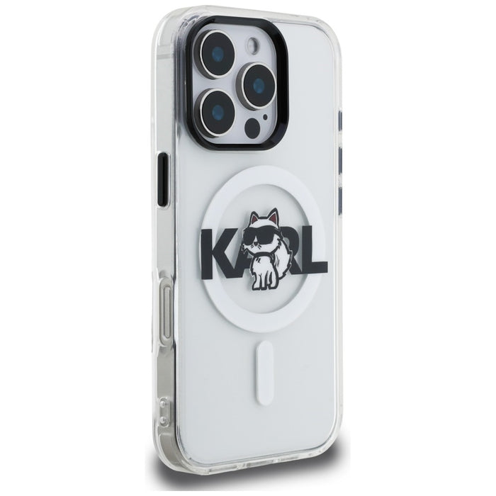 Karl Lagerfeld IML Choupette Sketch Logo MagSafe Case for iPhone 16 Pro - Clear