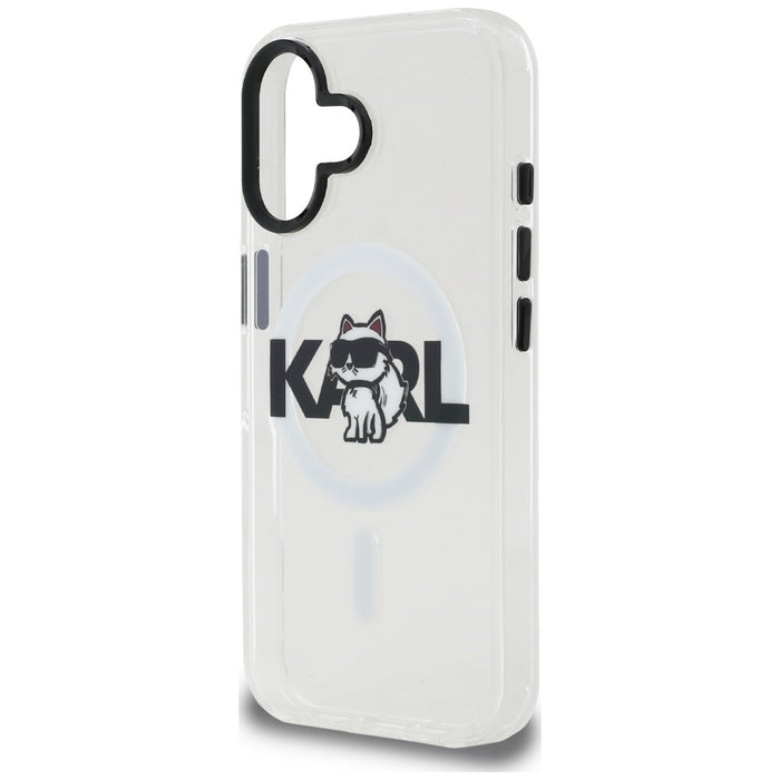 Karl Lagerfeld IML Choupette Sketch Logo MagSafe iPhone 16 Case - Clear