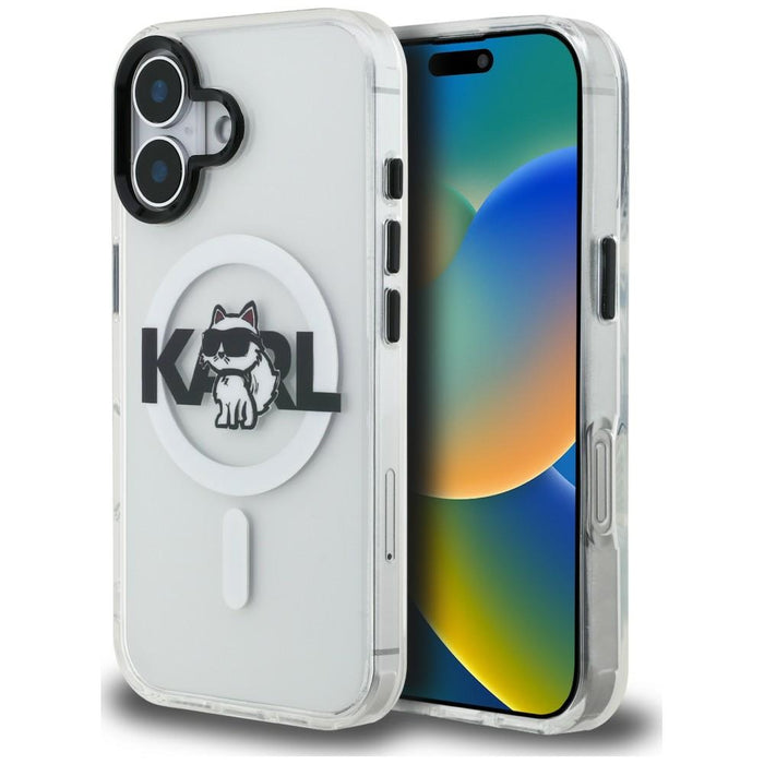 Karl Lagerfeld IML Choupette Sketch Logo MagSafe iPhone 16 Case - Clear