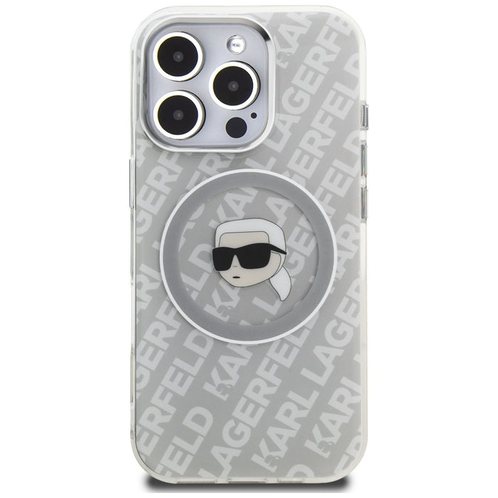 Karl Lagerfeld IML Karl Head Logo MagSafe Case for iPhone 16 Pro Max - Gray