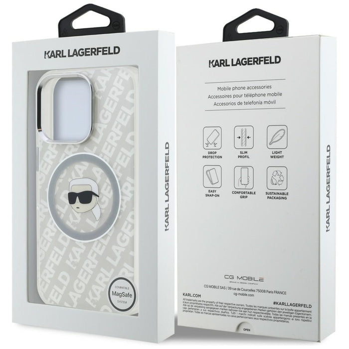 Karl Lagerfeld IML Karl Head Logo MagSafe Case for iPhone 16 Pro - Gray