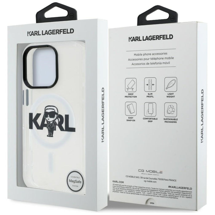 Karl Lagerfeld IML Karl Sketch Logo MagSafe Case for iPhone 16 Pro - Clear