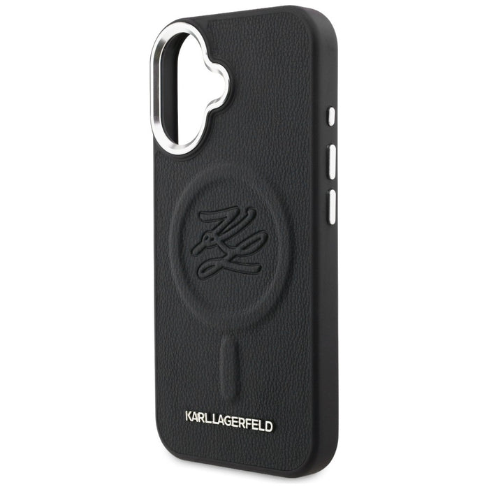 Karl Lagerfeld Initial &amp; Metal Logo MagSafe Case for iPhone 16 - Black